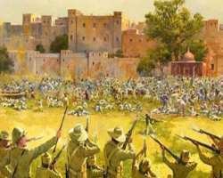The soldiers brutually killed mob using not only Scinde rifles but also two armoured cars with machine guns. They had not stop killing until their arm